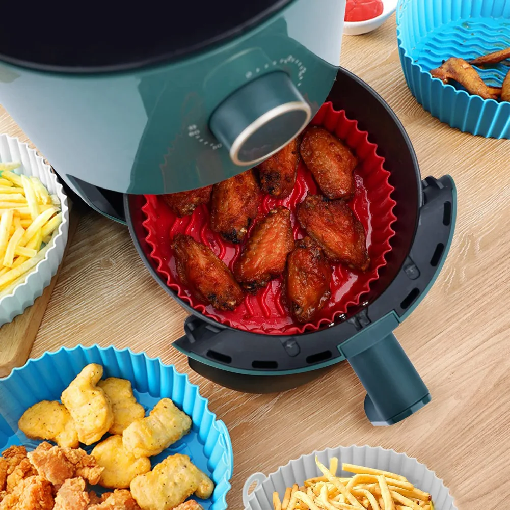 

【POPULAR】4 Pcs Silicone Air Fryer Liners Air Fryer Accessories Reusable Silicone Air Fryer Pot, Baking Parchment Paper