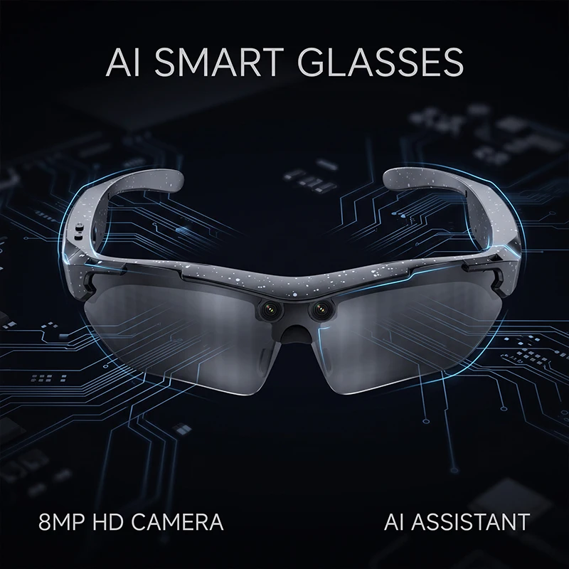 AI Smart Sunglasses With Camera Men Women Video Recording Rectangle Eyewear Sports Cycling UV400 Goggle Translator Glasses Shade
