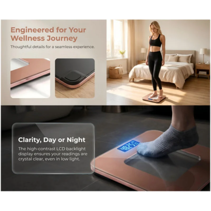 Digital Bathroom Scale, Body Weight Scale, High Precision, Large LCD Display, Max 180kg, Home Weighing Machine
