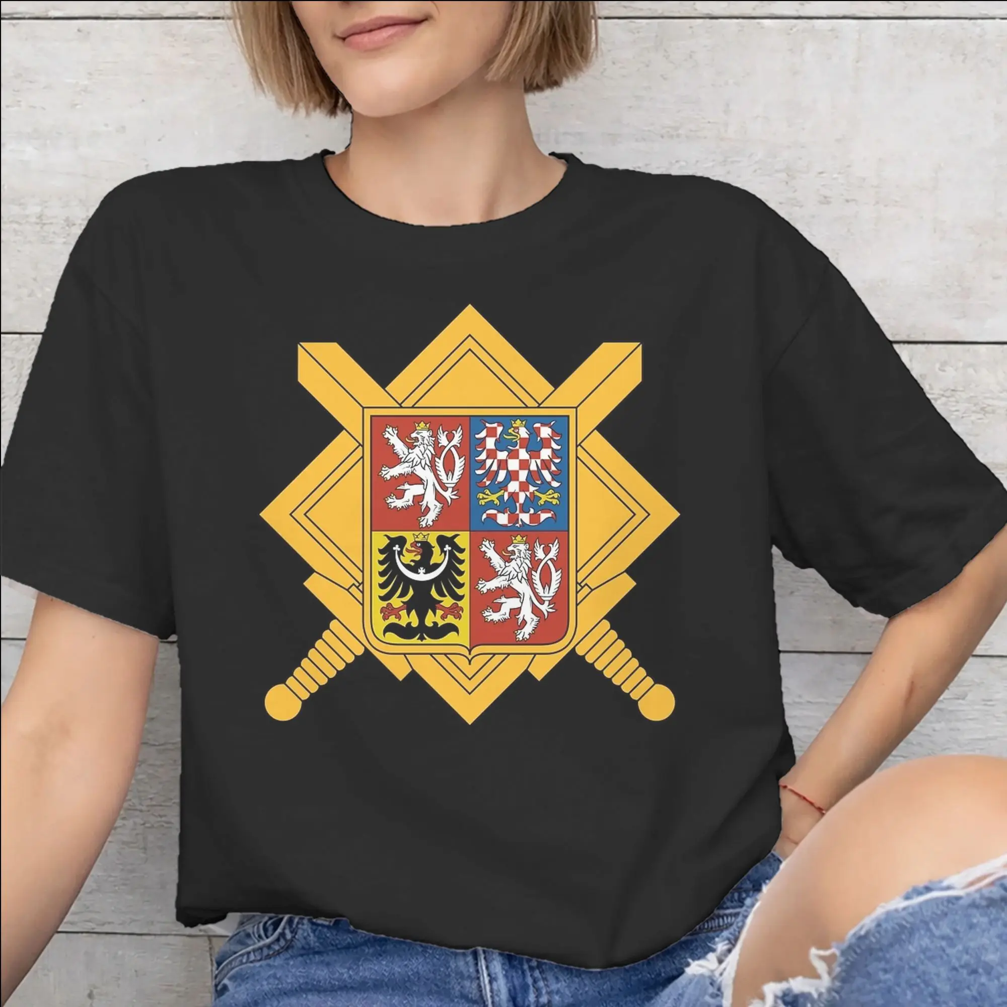 Men Women Fashion Czech Republic Coat of Arms T Shirt Tee Pure Cotton  T-shirts Clothing