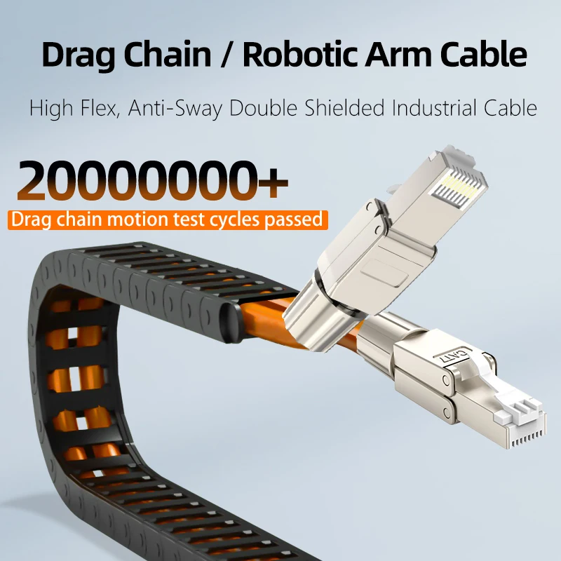 Industrial Ethernet Cable Cat7 Shielded Network Cable 10Gbps Anti-EMI Flexible Armor for Harsh Environments Factory/Machine Room
