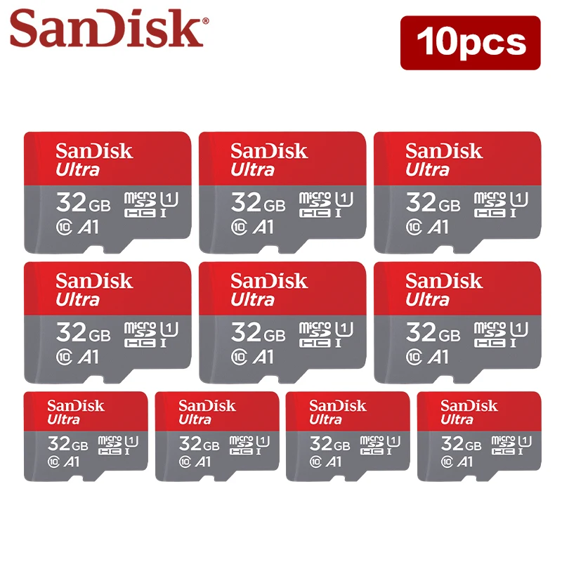 SanDisk-tarjeta de UHS-I Ultra microSD, 3GB, 64GB, 128GB, 256GB, 512GB, velocidad de lectura de hasta 150 MB/s, 10 unidades por lote