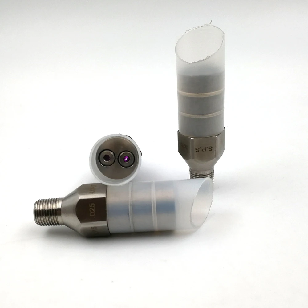 10 Pcs Ruby Dual Nozzle Stainless Steel High Pressure Water Needle Water Knife Nozzle With PTFE Sleeve For Paper Cutting