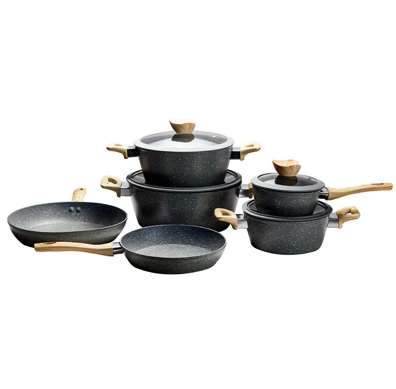 Maifan Stone Nonstick Pan Set Frying Pan Milk Soup Pot Household Electromagnetic Stove Gas Universal Cookware  Cooking Pots Set