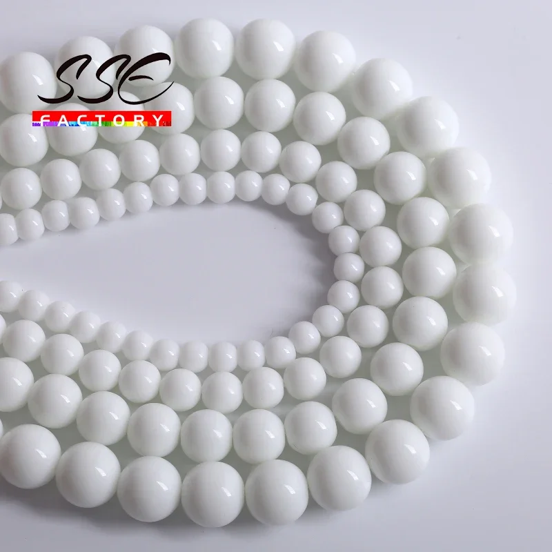 Natural White Agates Stone Beads Onyx Round Loose Spacer Beads For Jewelry Making DIY Bracelet Accessories 4 6 8 10 12mm 15\