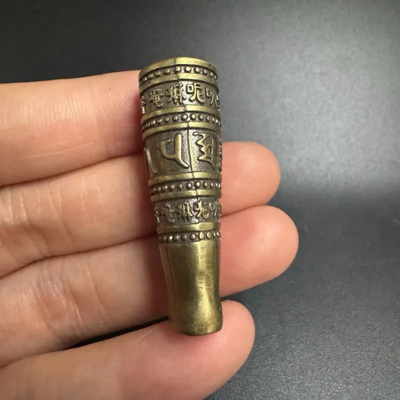 Retro Brass Cigarette Holder Six-character Mantra Ornament Vintage Copper Cigarette Holder Accessories