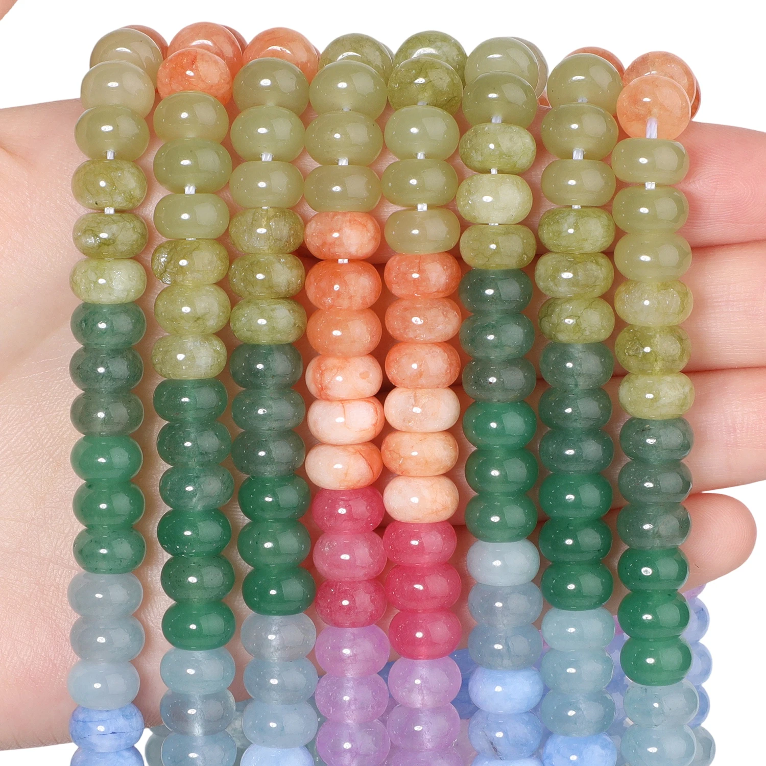 Colorful Abacus Rondelle Beads 5x8mm Flat Round Loose Stone Beads For Jwelry Making DIY Crafts Bracelets Necklace Accessories