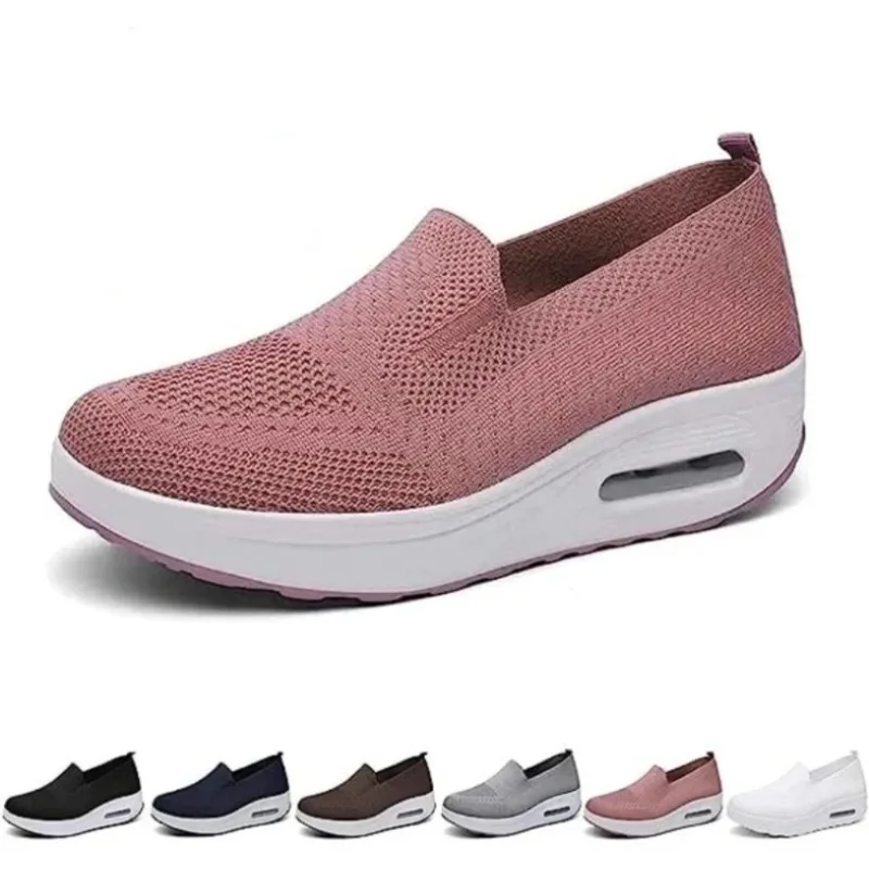 Zwiększyć damskie buty na koturnie damskie damskie buty sportowe z amortyzacją siateczkowe elastyczne trampki niskie buty do biegania dla kobiet