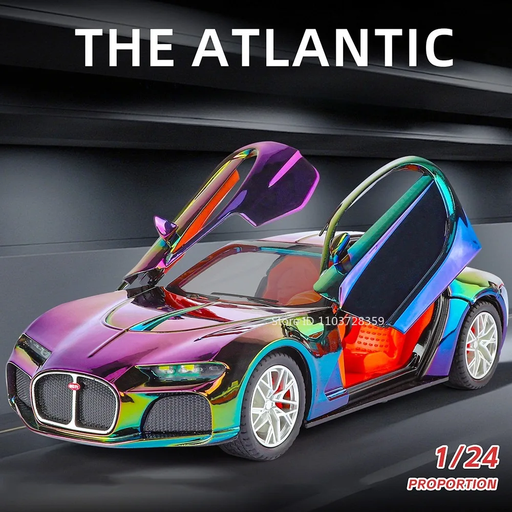 

1:24 Atlantic miniature Toy Model Supercars Alloy Diecast Sound Light Doors Opened Pull Back Collection Sports Cars Kids Gifts