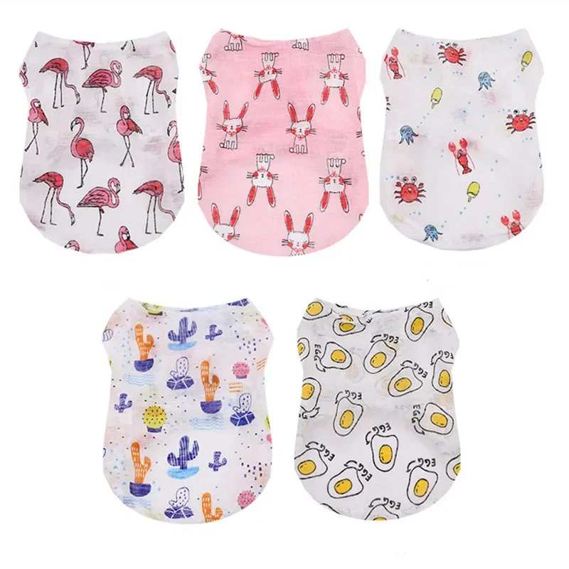 5 Colors Summer Lovely Cartoon Dog Vest Cool and Breathable Sunscreen Clothes for Puppy Chihuahua and Cat Clothing Pet Supplies