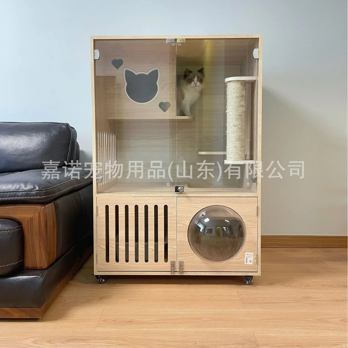 

solid wood luxury light luxury cat cabinet cat nest toilet integrated large space cat villa original design customization