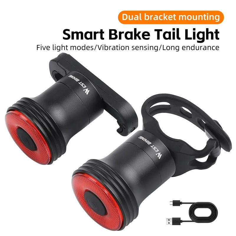 AliExpress West Biking WEST BIKING Bicycle Taillight Smart Sensing Bike Rear Light IPX6 Waterproof Type-C Charging Tail