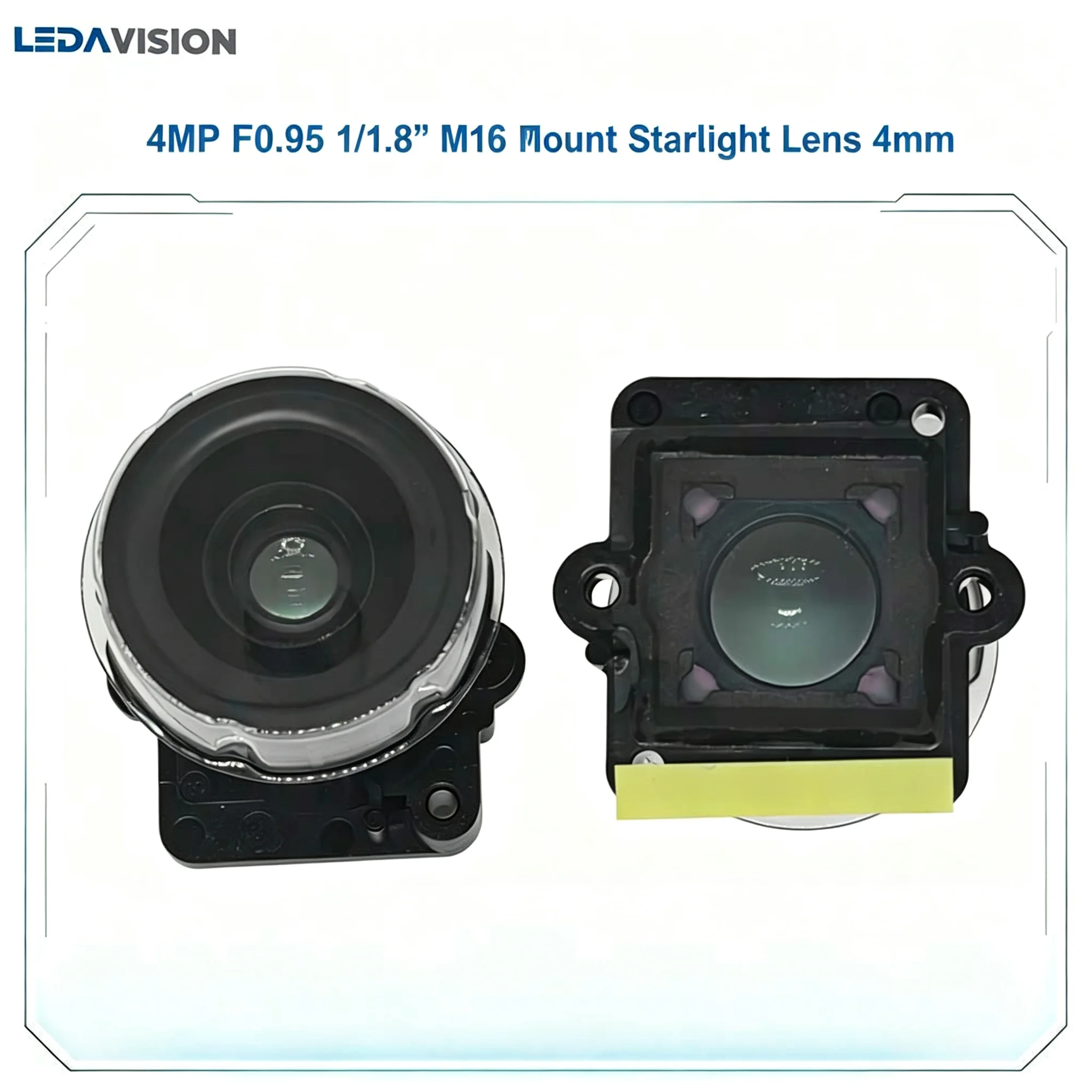 4MP F0.95 Aperture M16 Mount CCTV Lens 1/1.8 Inch Holder 4mm Fixed Iris Starlight HD Surveillance Lens