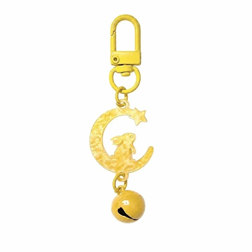 Fashion Auspicious Mid-Autumn Key Chain Cute Cartoon Moon Bunny Pendant Acrylic with Bell Rabbit Key Ring Student