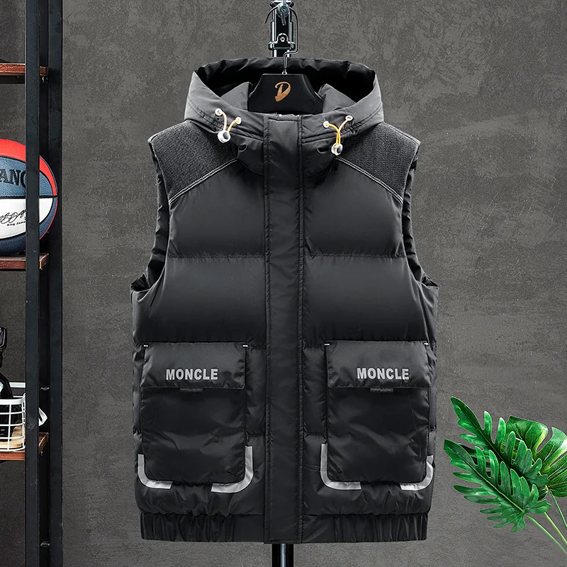 

Мужской пуховый хлопковый жилет на осень-зиму, свободная теплая рабочая одежда больших размеров, модная верхняя одежда на подкладке, американская повседневная одежда
