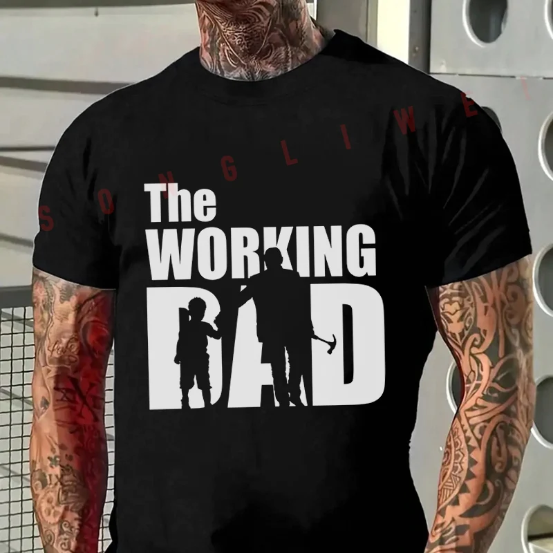 

2026 Casual T-shirt The Working Dad Creative Design Moto Tshirt Mens Summer Cycling Sportswear Short Sleeve Top Tee