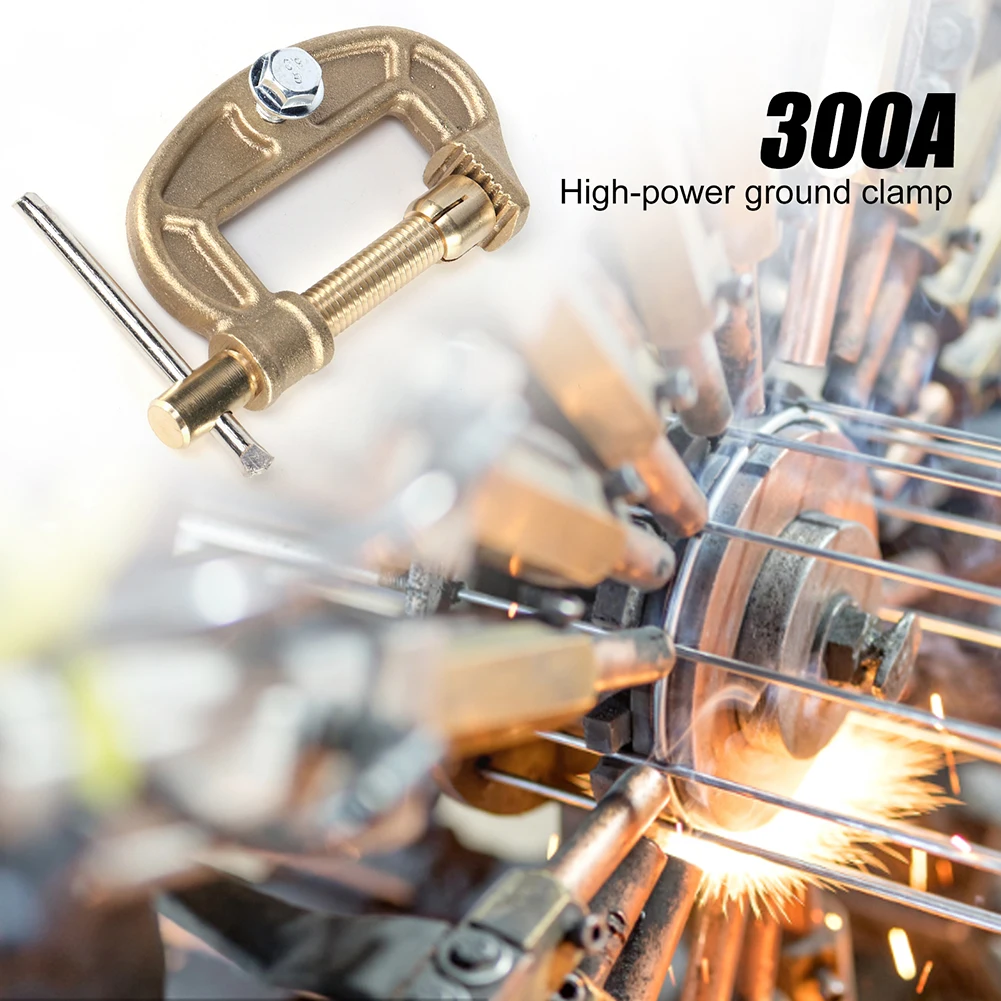 

300A Electrode Clamp High Power Brass Grounding Work Clamp G-shaped Ground Cable Clip Replacement for Argon Arc Welding Machine
