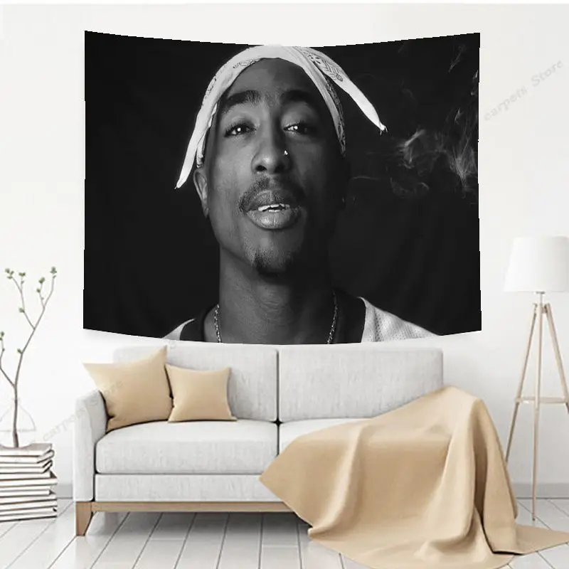 Tupac 2pac Printed Large Wall Tapestry For Living Room Home Dorm Decor INS Home Decor