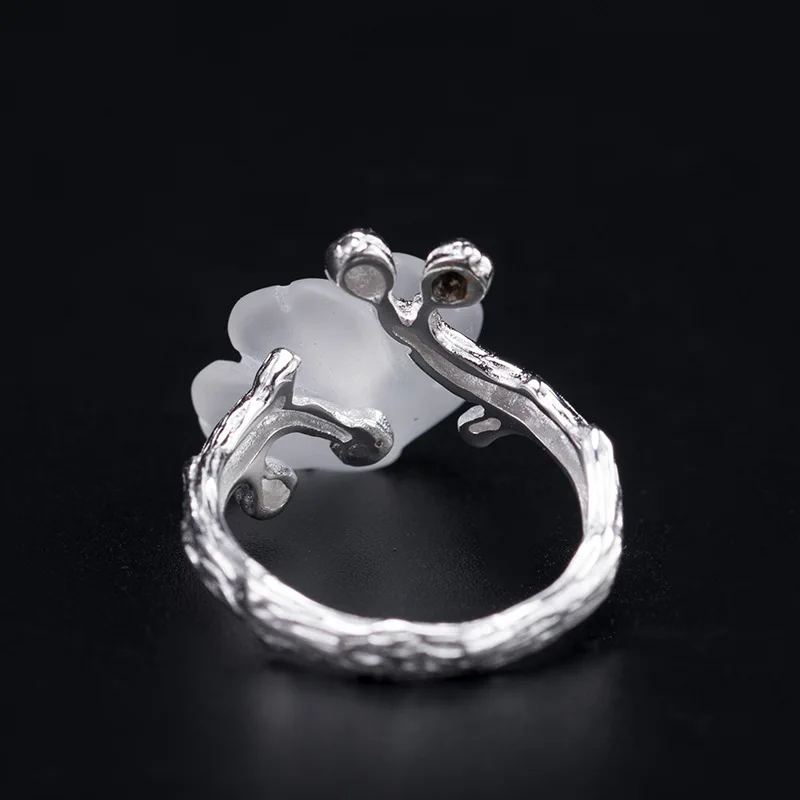 Amxiu Sterling Silver S925 China-Chic Crystal Plum Blossom Ring Female Fashion Flower Handmade Ring For Party Or Birthday Gift.