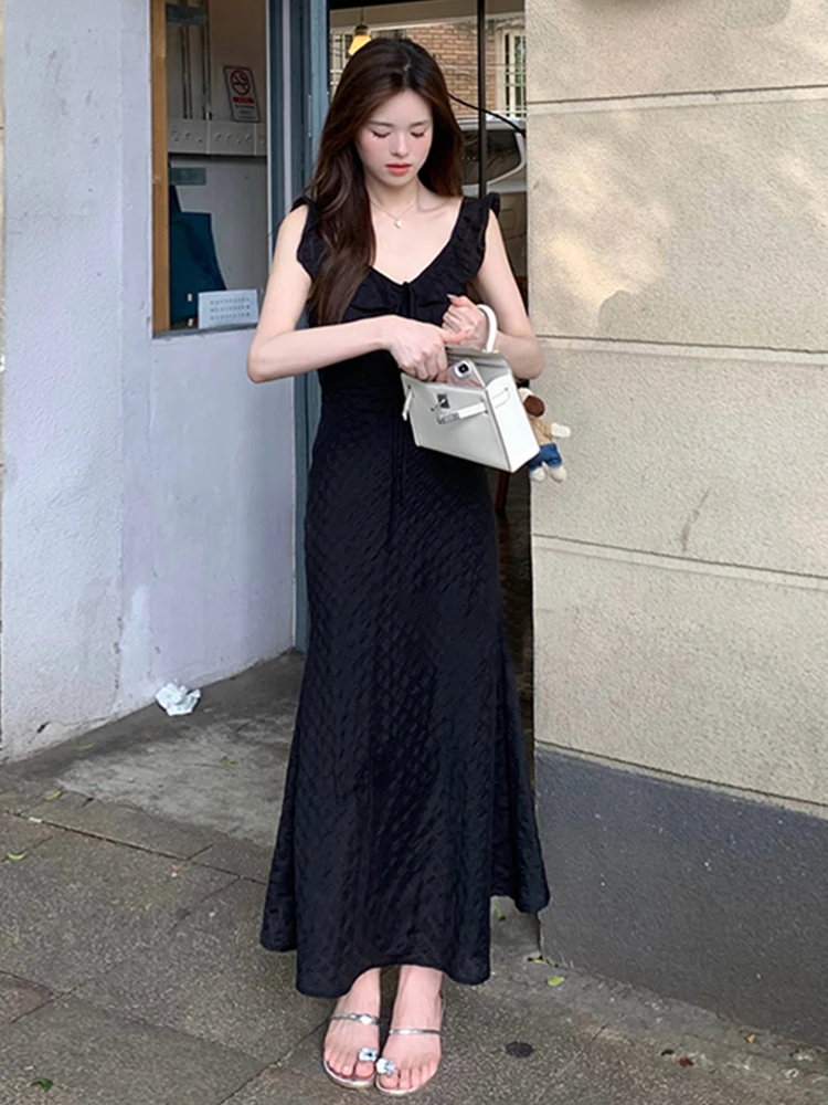 우아한 새틴 랩 드레스 여성 여름 퍼플 스커트 섹시 하이 웨이스트 롱 드레스 캐주얼 스윗 스타일 V넥 버블 소매 드레스