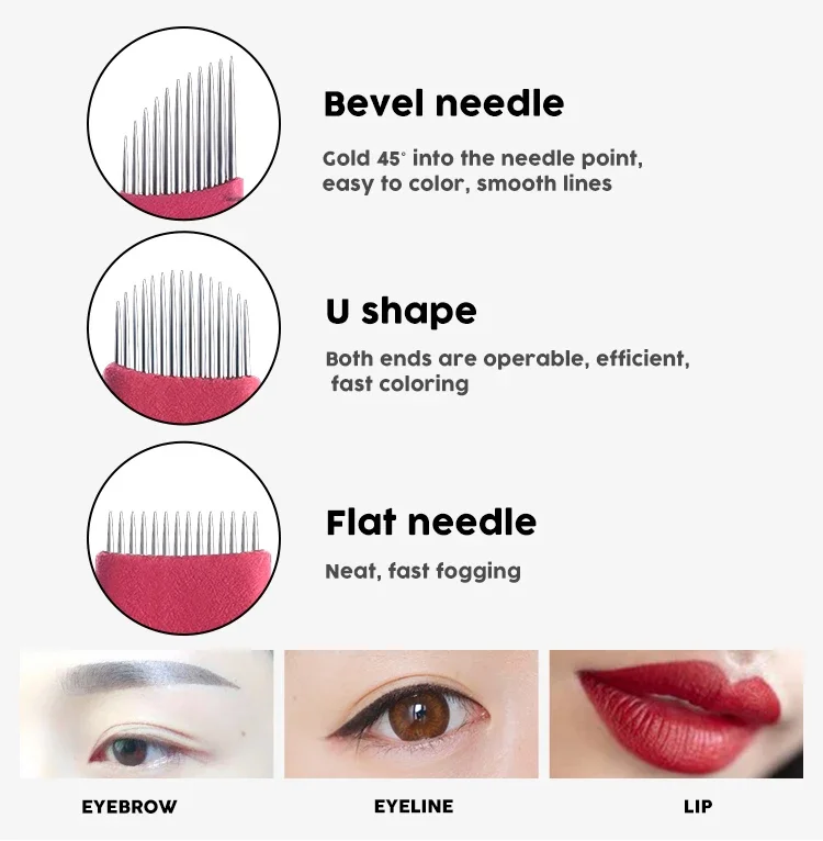 100pcs 0.2mm Full Professional Permanent Makeup Red Blade Eyebrow Tattoo Needles tebori Blade For dermograph micropigmentation