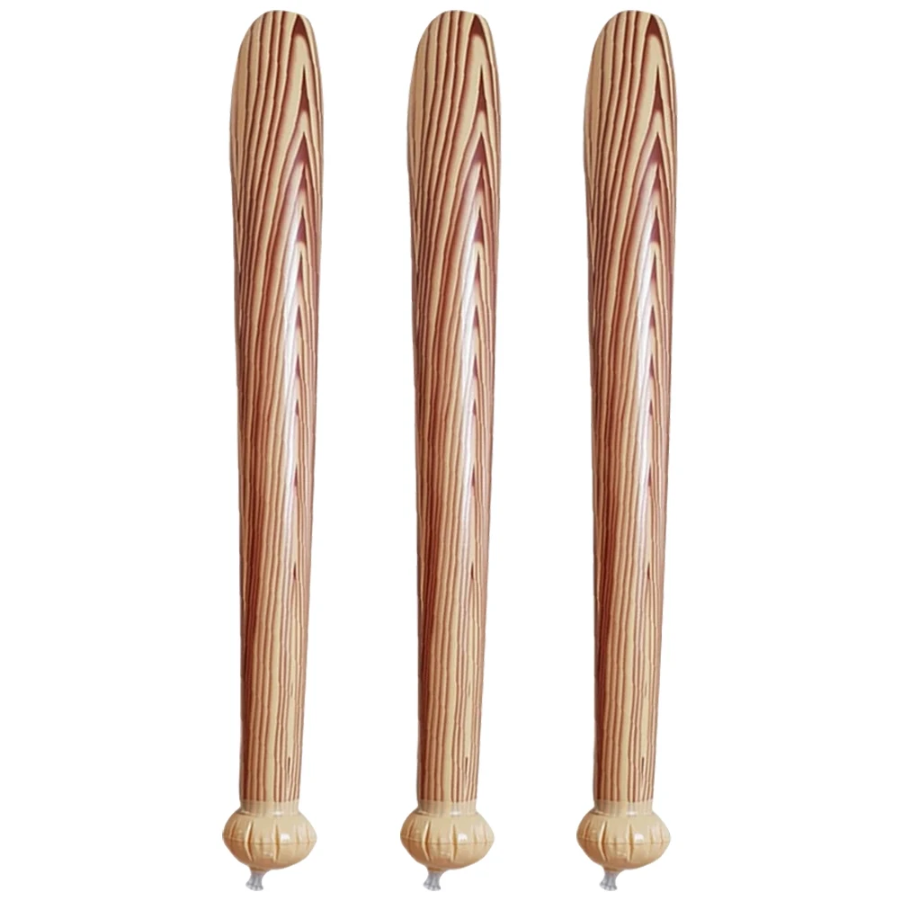 

3pcs Inflatable Baseball Bat Toys PVC Material Reusable Foldable Kids Toy Brown Color Party Props Outdoor