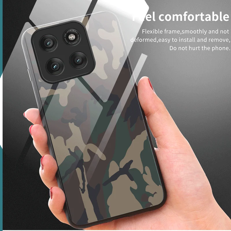Hard Tempered Glass Case For Motorola Moto Edge 70 Pro Fusion Protective Cover Camouflage Back Shell Fundas