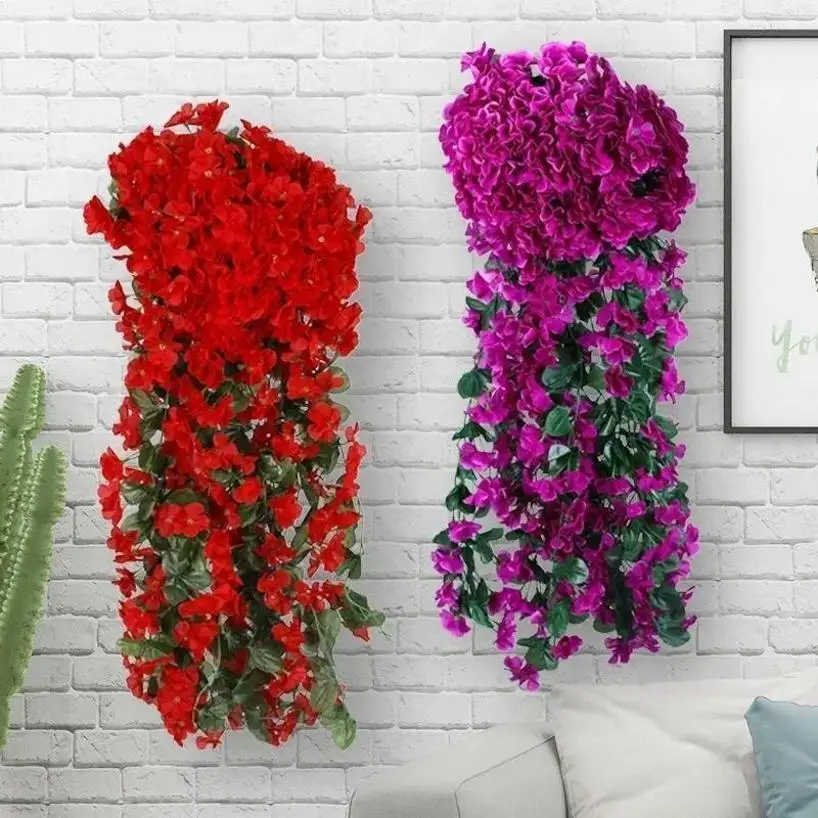 Cesta colgante flores artificiales violeta – Orquídea seda San Valentín - imagen 5