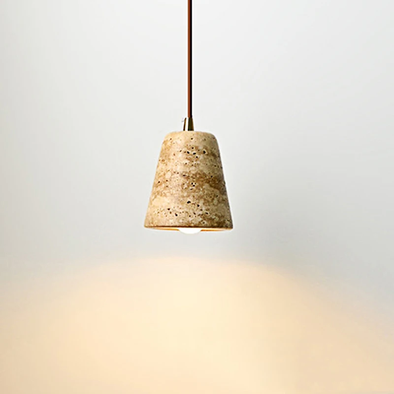 Yellow Marble Hanging Light Dining Room Japan Wabi Sabi Bedside Pendant Lamp Hotel Restaurant Nordic Travertine Droplight