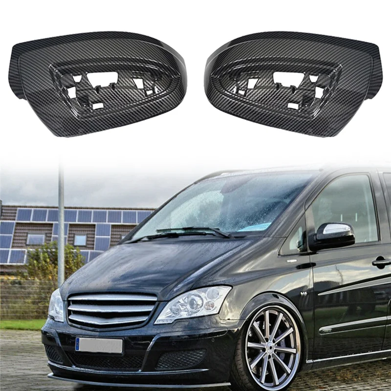 Car Carbon Fiber Rearview Side Glass Mirror Cover Trim Rear Mirror Covers Shell for Mercedes-Benz Viano W639 2011-2015