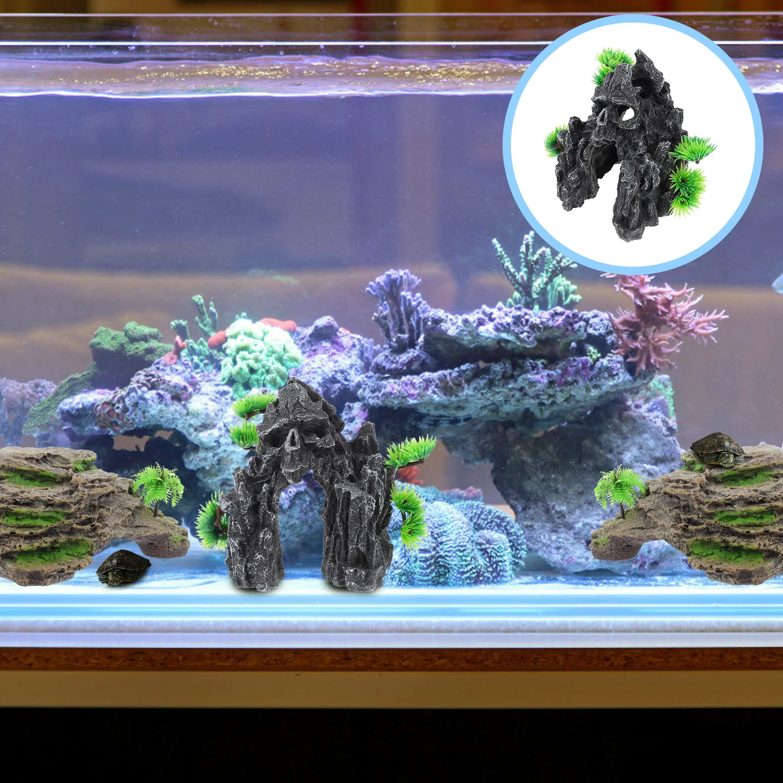 

Aquarium Mountain Statue Resin Skull Mountain Decoration Fish Shelter Fish Tank Landscape Adornment Aquarium Hill Ornament