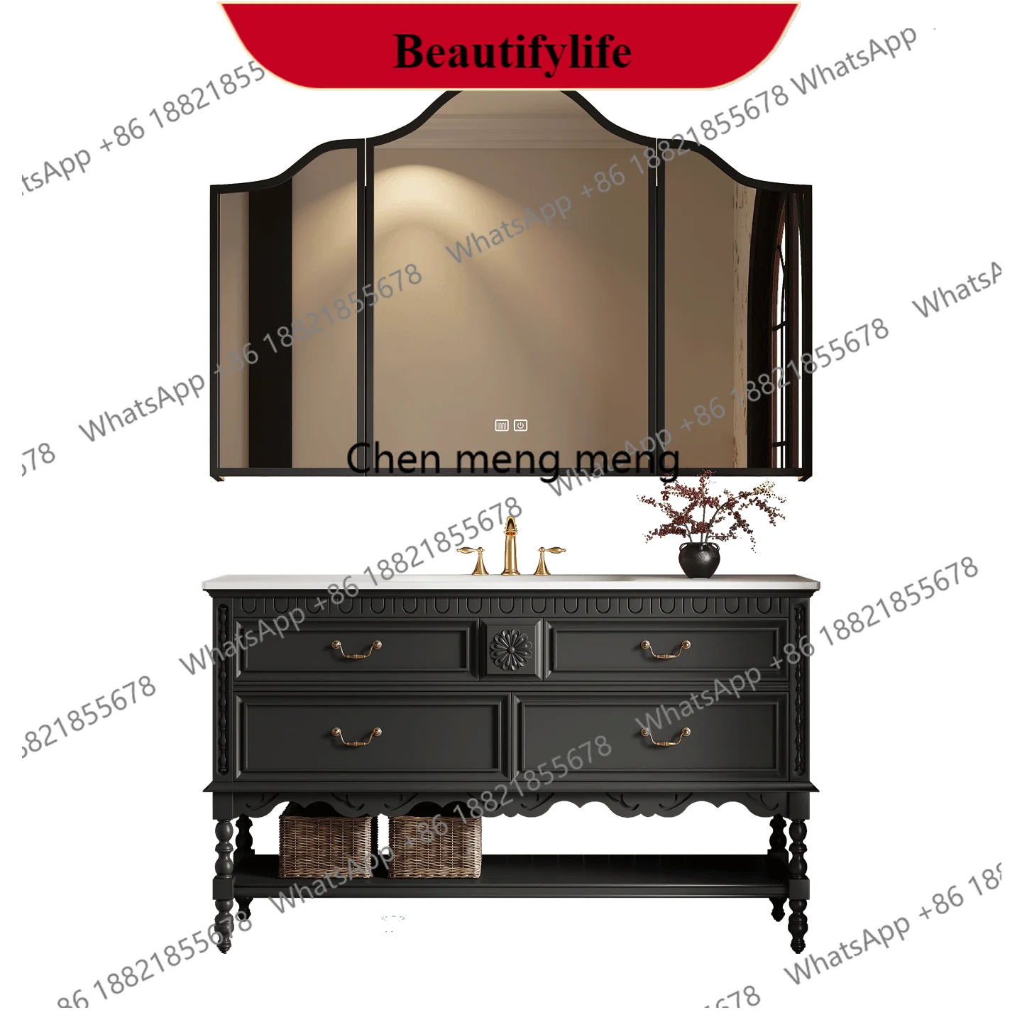 

Oak floor-to-ceiling retro French bathroom, combination bathroom, vanity, wash basin, cabinet, bathroom