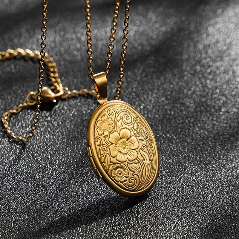 Custom Locket Necklace with Photo Personalized Picture Round/Oval Pendant Locket Necklace Customize Gifts for Women Wife