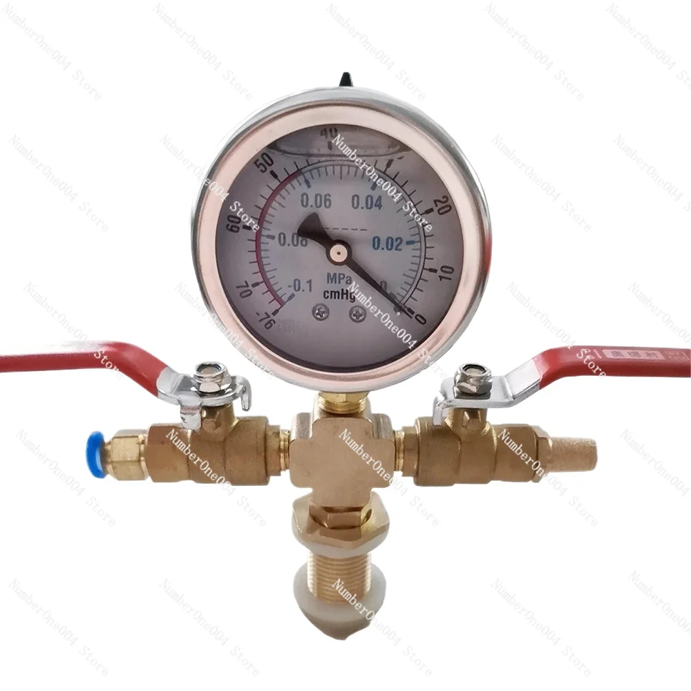 Vacuum Defoaming Tank Pressure Gauge Silicone Oil Gauge Set with Valve -0.1Mpa Negative Pressure Gauge 8MM/10MM/7/16-20UNF