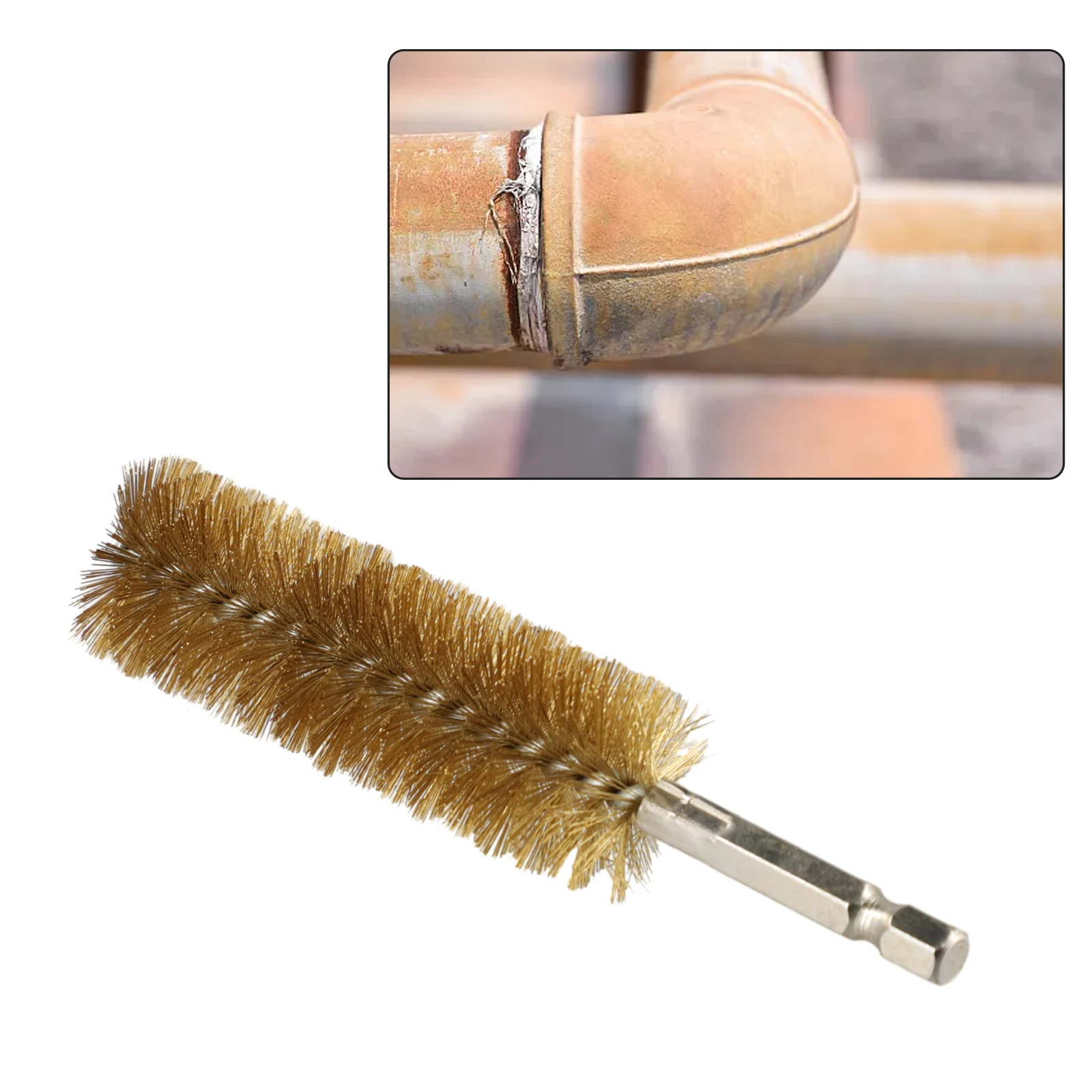 1pc Brass Wire Tube Machinery Cleaning Brush Rust Cleaner 1/4Inch Shank For Automotive Manufacturing Washing Polishing Deburring