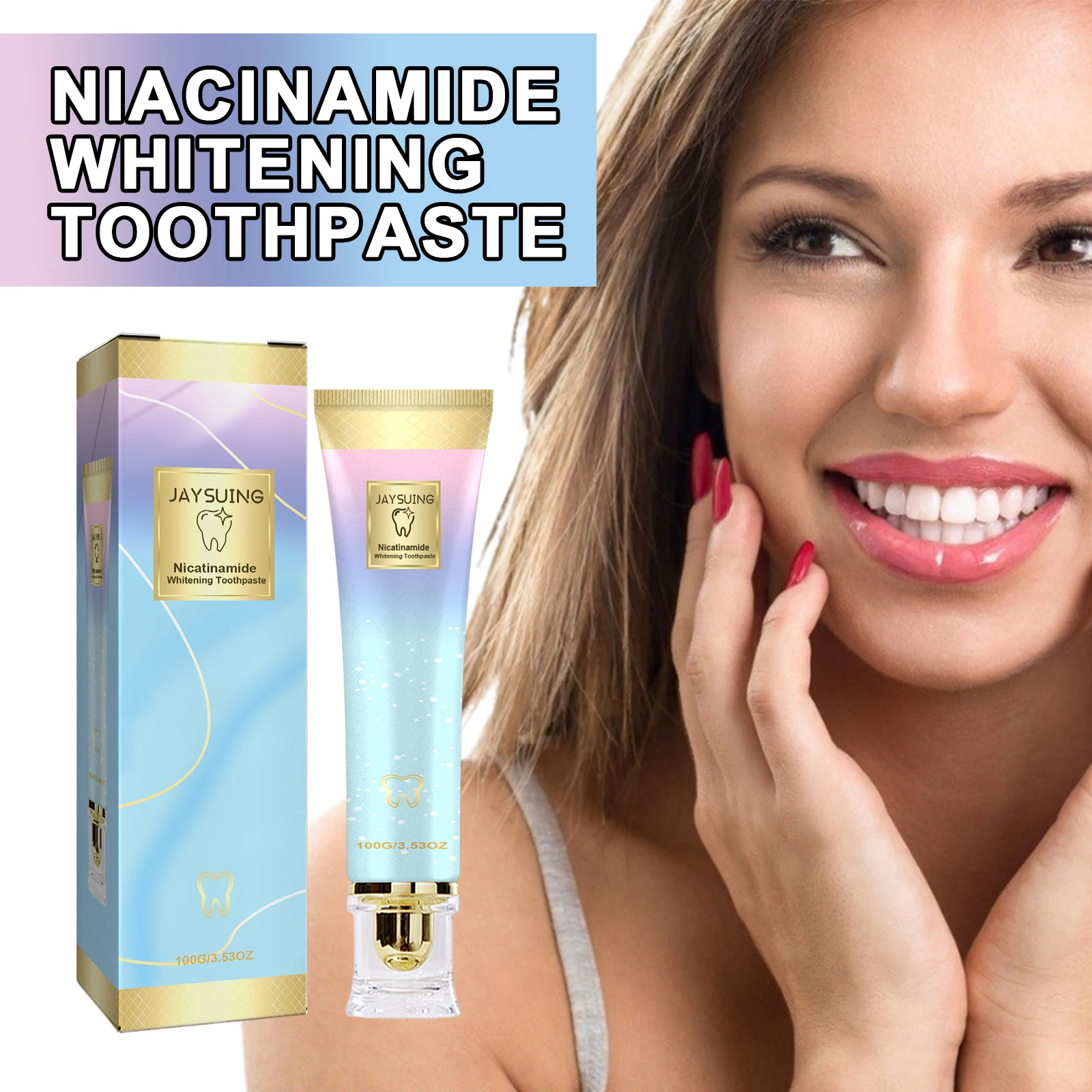Niacinamide Whitening Toothpaste Stain Removal Sensitive Teeth Strengthening Dazzling White Fresh Breath Mint Flavor Oral Care