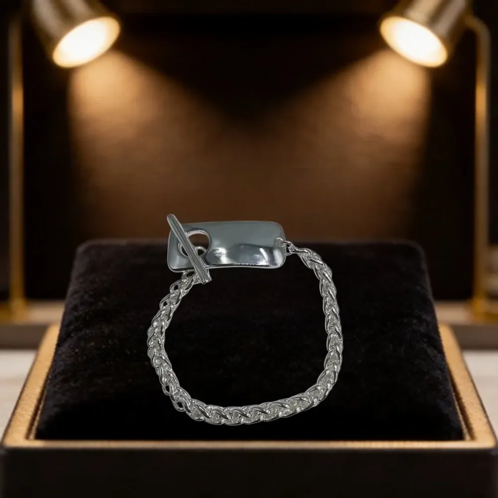 2026 summer simple personality silver geometric OT buckle bracelet jewelry accessories neutral gift