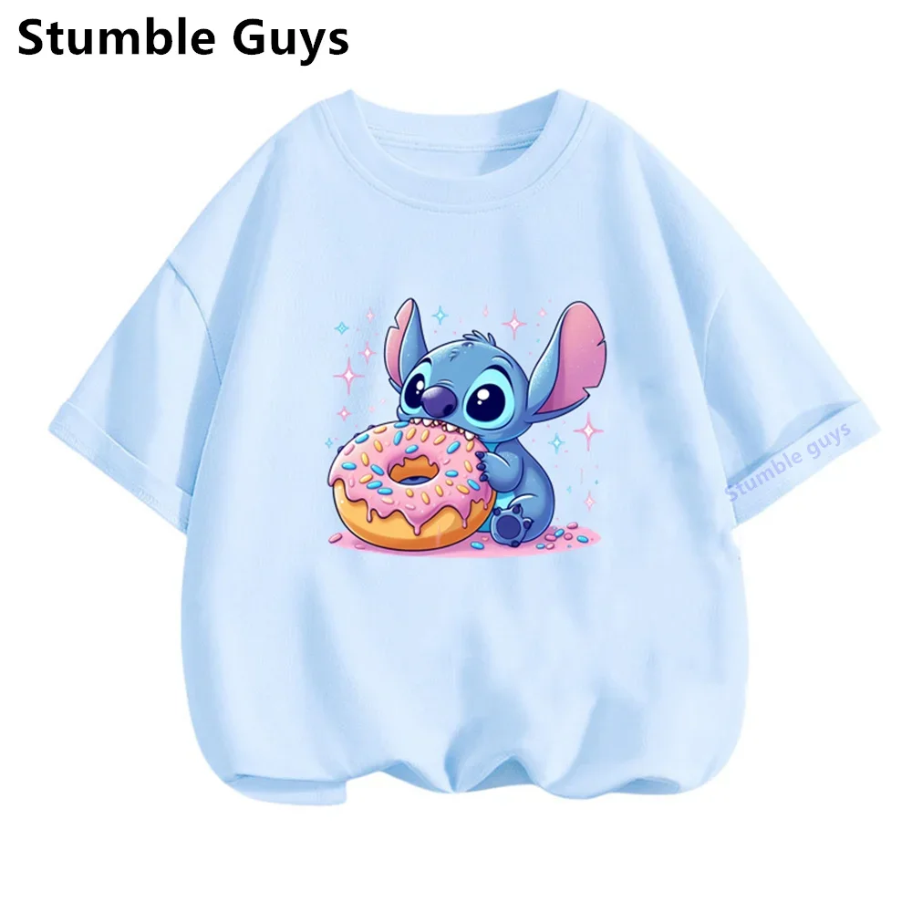 

Summer Kids Stitcher T-shirt Boys Clothes Girls Cartoon Anime Short Sleeve Casual Stichies Tops Fashion Children Daily Wear Tees