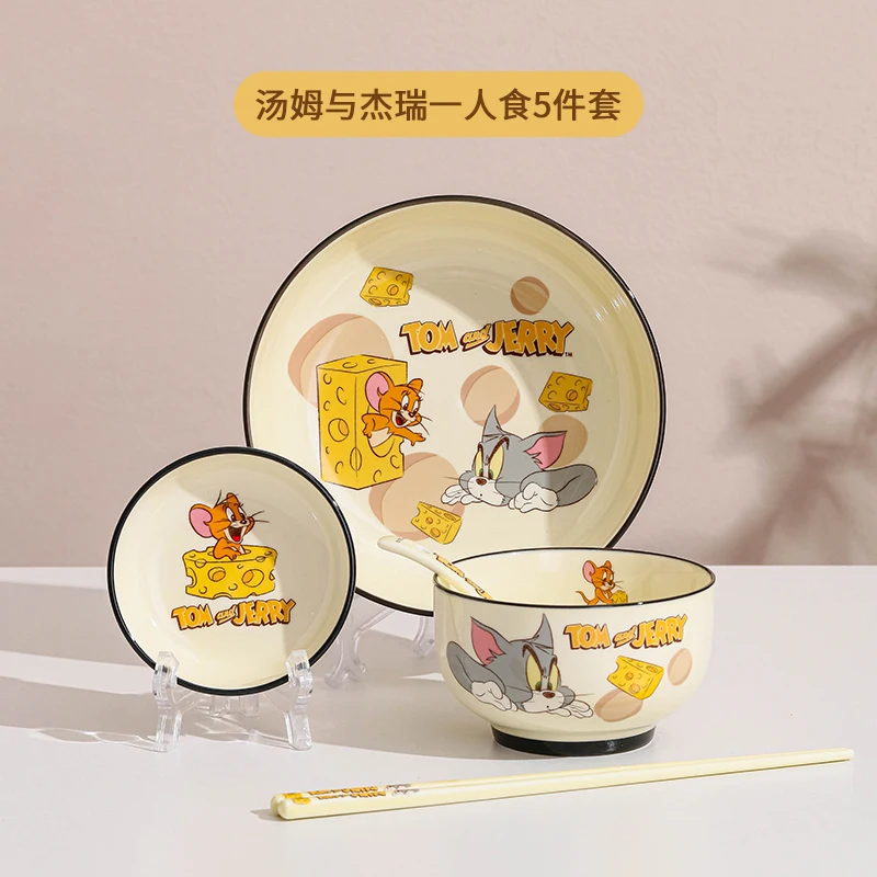 Cute Tom and Jerry Ceramic Fruit Plate Porcelain Bowl Household