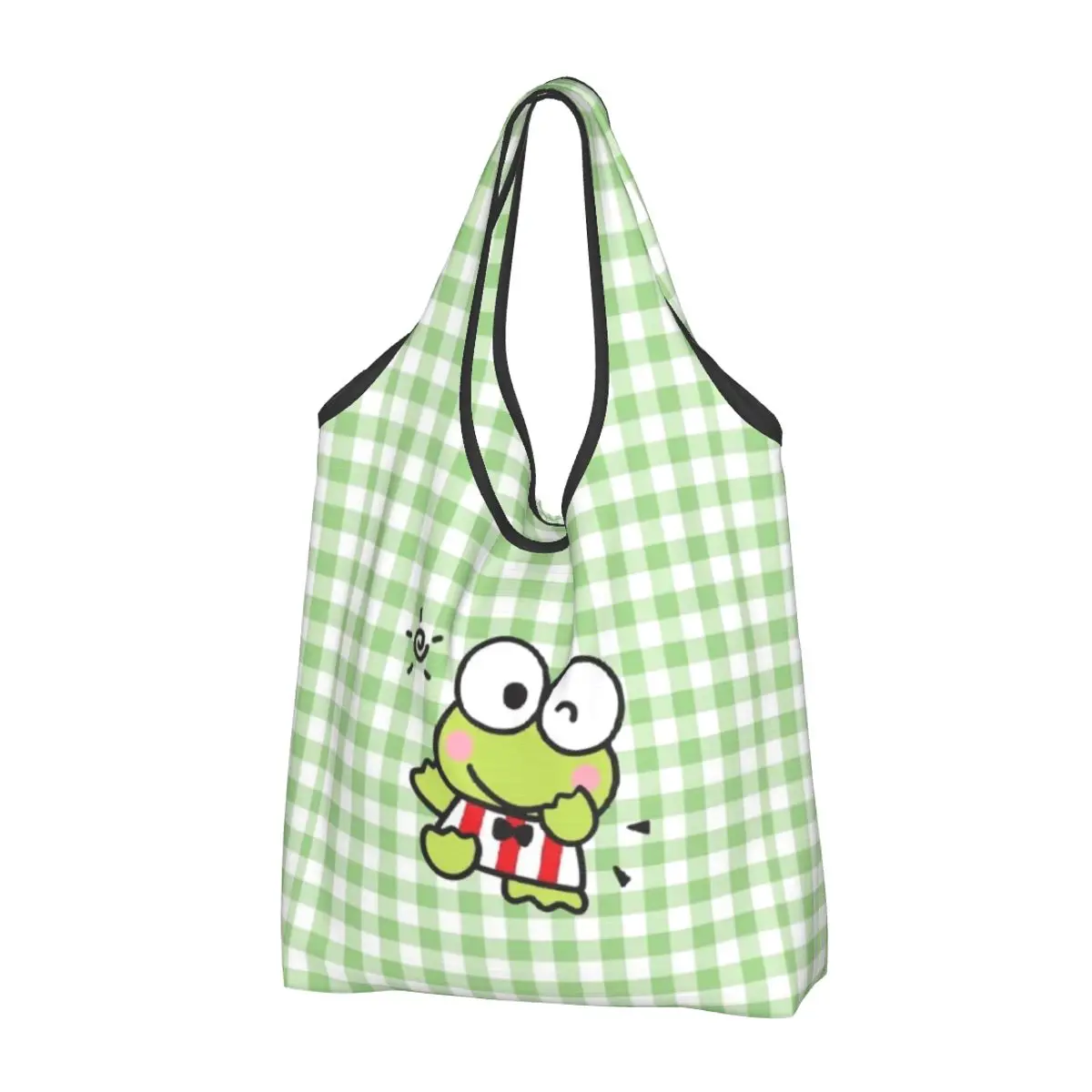 Keroppi-Sacs fourre-tout à la mode personnalisés, sacs d'épicerie, sac à provisions, anime manga portable, initié