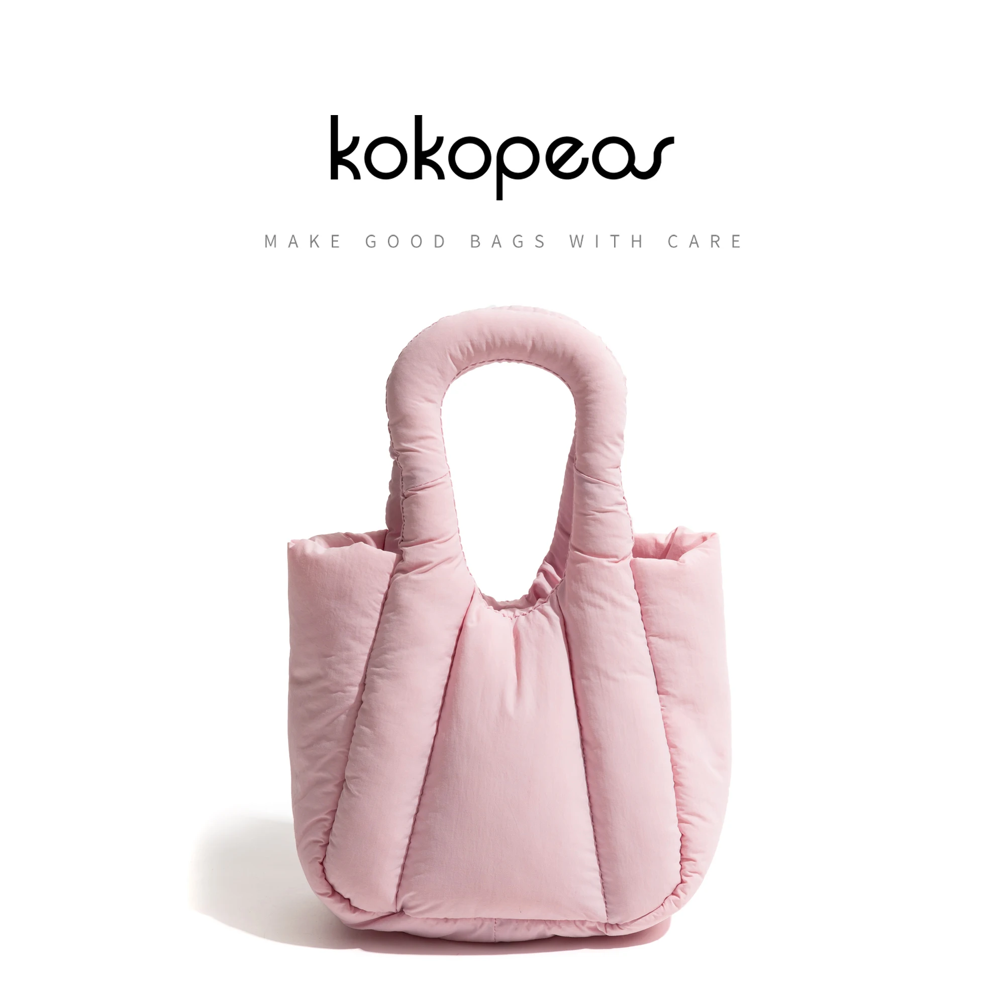 

KOKOPEAS Cotton Fluffy Padded Down Tote Handbag Korea Style Girls Fashion Macaron Solid Color Phone Purse Shopping Crossbody Bag