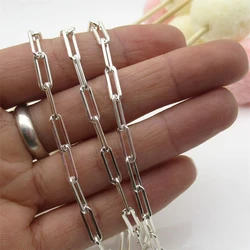 10cm/Lot 925 Sterling Silver Paperclip Chain For Jewelry Making DIY Square Link Chain Accessories ( Not Cut )