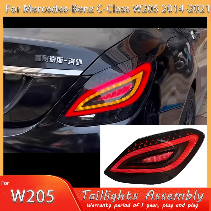 Car LED Lamps Taillight Auto Assemblies For Benz C-Class W205 2014-2021 DRL Brake Turn Signal Lamp Plug and Play