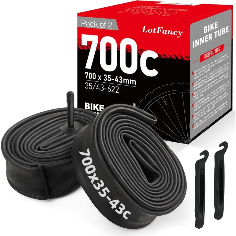 

LotFancy 700C Bike Tubes, 2Pcs 700x35/43c Road Bike Tube, 700x35C 700x38C 700x40C 700x42C 700x43C Bicycle Tire Tubes