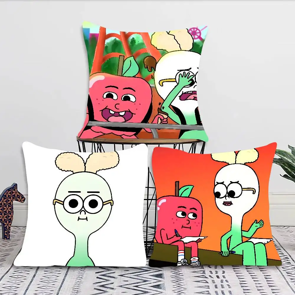 Anime Comedy Food A-Apple And Onion Pillow Case Fashion Square Pillowcase Bedroom Sofa Room Ins Decoration Leisure
