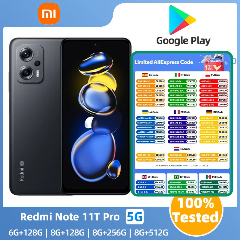 Xiaomi Redmi Note 11T Pro 5G Android MediaTekDimensity 8100 RAM 6GB ROM 128GB 144Hz  5080mAh 67W  used phone