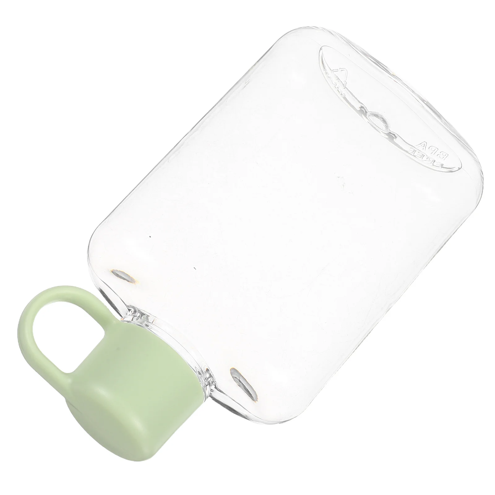 

1pc 360Ml Travel Size Flat Water Bottle Portable Lightweight Plastic Flask Outdoor Camping Leakproof Sports Mug With Handle For
