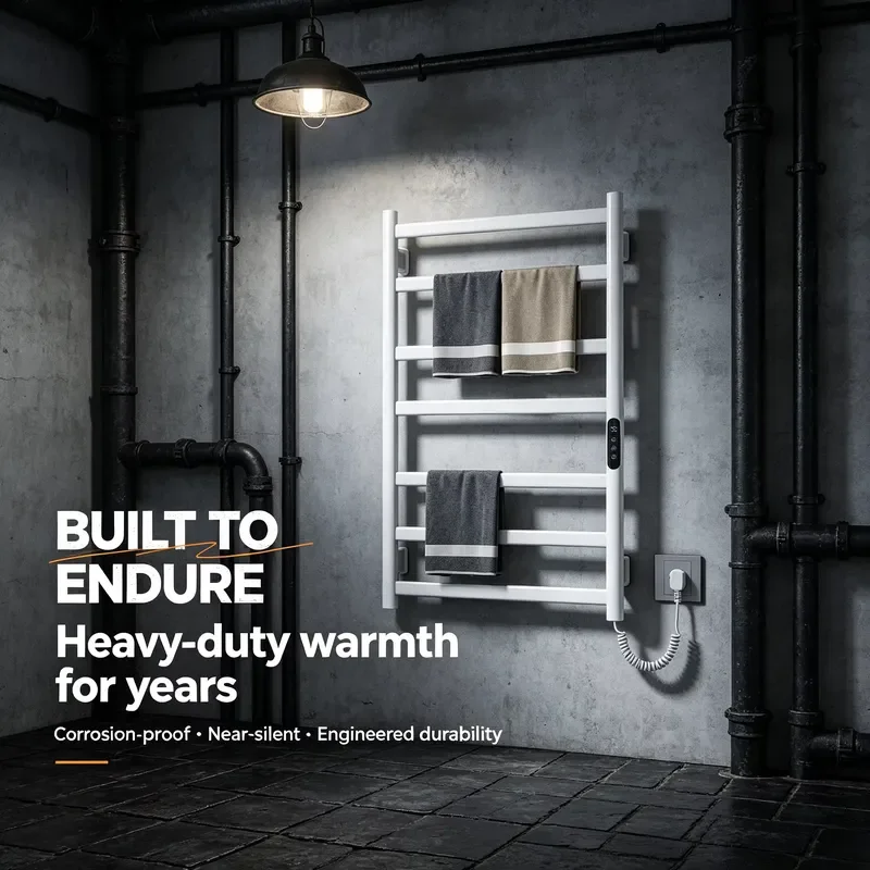 1200mm Vertical Electric Towel Warmer Rack Black Wall Mounted Heating Rail for Bathroom Hotel Apartment Space Saving Design