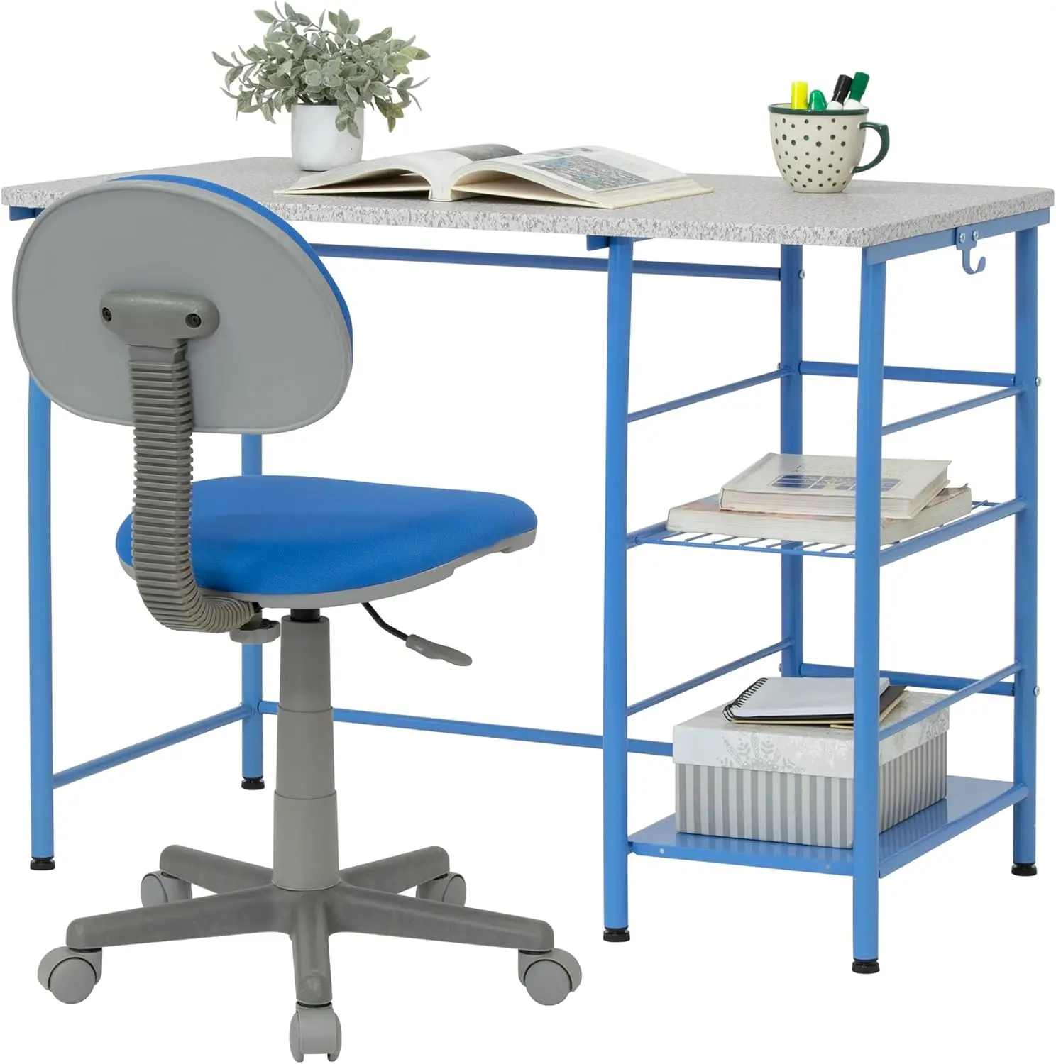 

Kids' Study Desk and Chair Set in Blue Compact Student Workspace Calico Designs Ergonomic Furniture