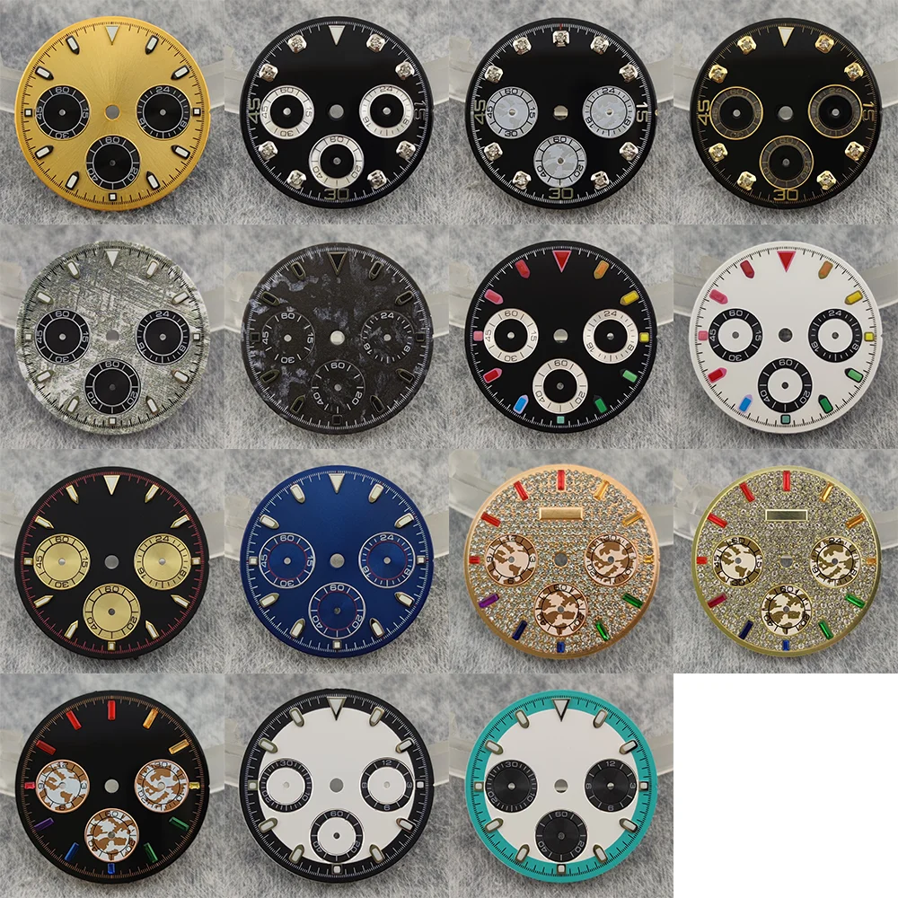 29.5mm DTN Panda Dial Green Luminous High-Quality Dial Watch For VK63 Movement Modification Accessories